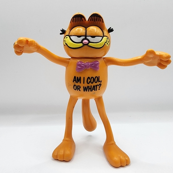 Garfield 1981 Bendable Poseable Figure 4.25" Am I Cool Dakin Bendy Rubber - Picture 1 of 6